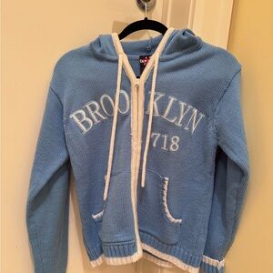 Brooklyn 718 teen or adult Blue Hoodie Jacket